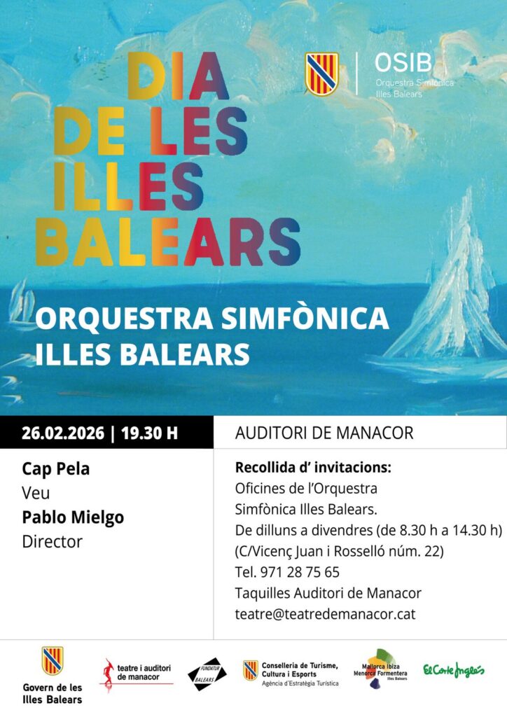 L’OSIB i Cap Pela ofereixen un concert gratuït a Manacor pel Dia de les Illes Balears
