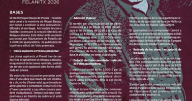Felanitx convoca l’XI Premi de Poesia Miquel Bauçà 2026