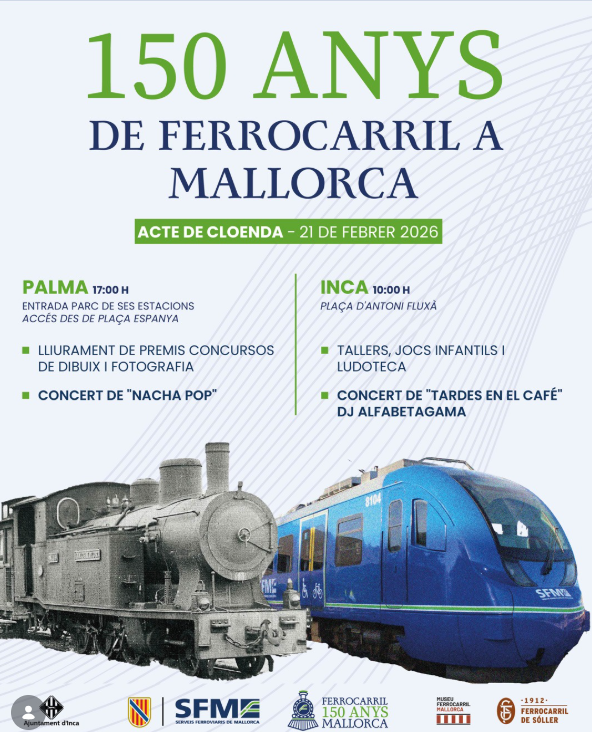 Gran festa de cloenda pels 150 anys del ferrocarril a Mallorca