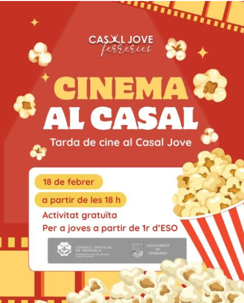 Cinema al Casal Jove de Ferreries: tarda de pantalla gran per als joves