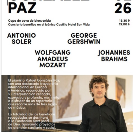 El pianista Rafael González Paz ofereix un concert benèfic a Son Vida amb obres de Mozart, Brahms i Gershwin