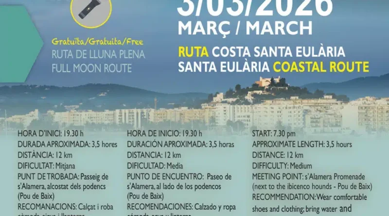Caminada sota la lluna plena per la costa de Santa Eulària
