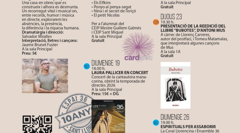 Espai 36 celebra 10 anys amb una programació cultural variada aquest abril