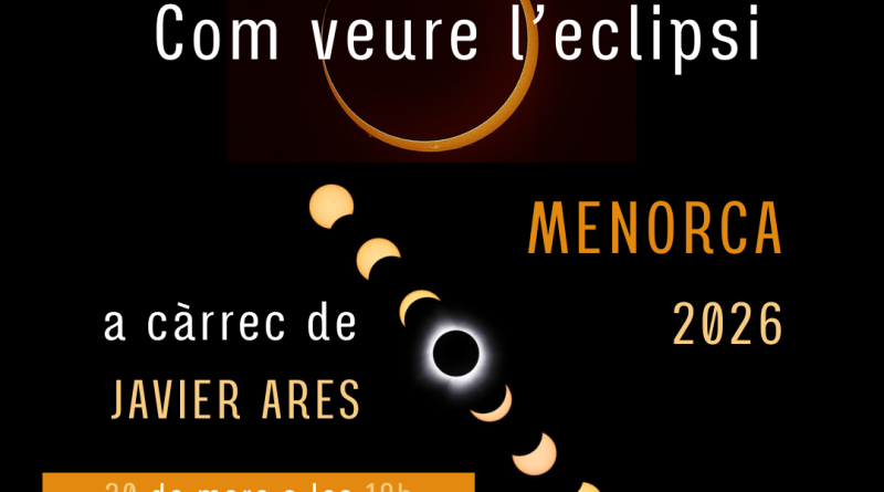 Com veure l’eclipsi solar a Menorca 2026: xerrada a la Biblioteca Pública de Fornells