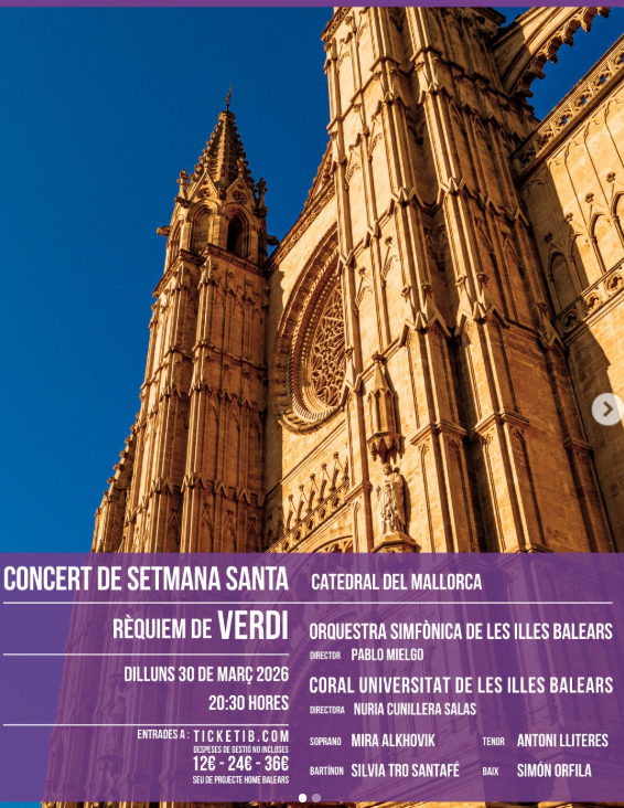 El Rèquiem de Verdi protagonitza el concert solidari de Setmana Santa a la Catedral de Mallorca