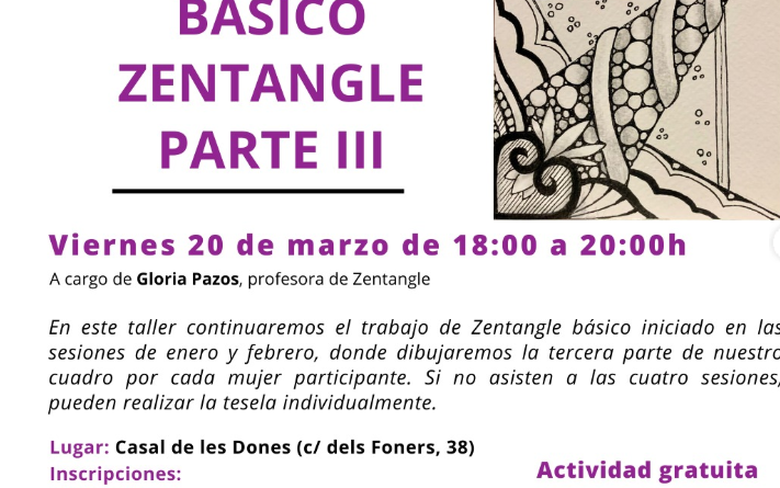 Taller de Zentangle al Casal de les Dones: creativitat i relaxació amb la tercera sessió del curs bàsic