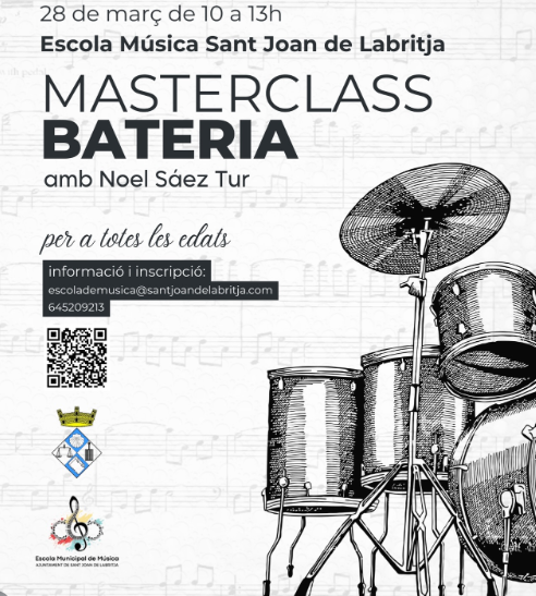 Masterclass de bateria amb Noel Sáez Tur a l’Escola de Música de Sant Joan