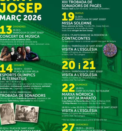 S’Alqueria Blanca celebra la Fira de Sant Josep 2026 amb música, tradició i activitats populars