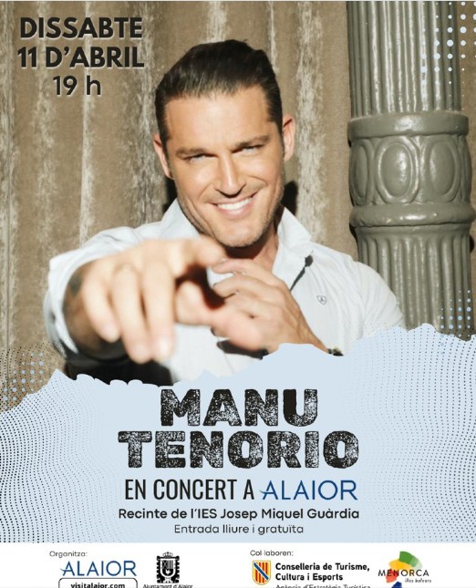 Manu Tenorio actuarà a Alaior en un concert gratuït dins la Fira de Turisme