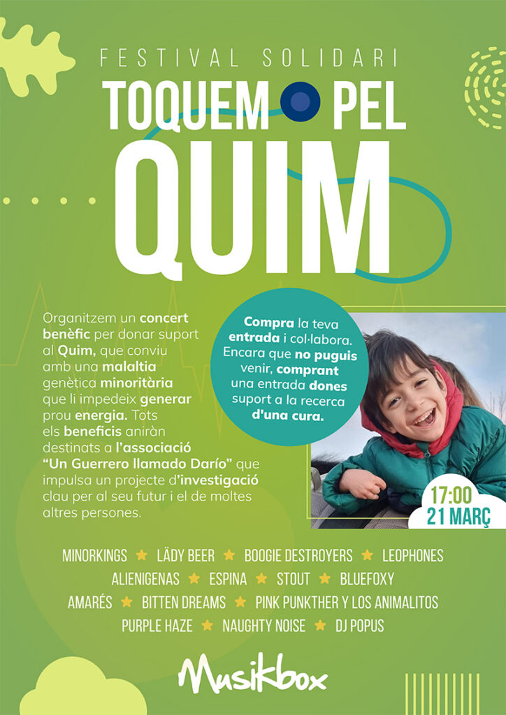 “Toquem pel Quim”: concert solidari a Musikbox per impulsar la investigació de malalties minoritàries