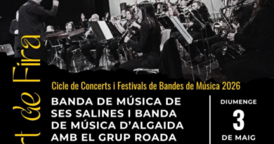 Ses Salines acull el Concert de Fira amb una gran trobada de bandes i el grup Roada