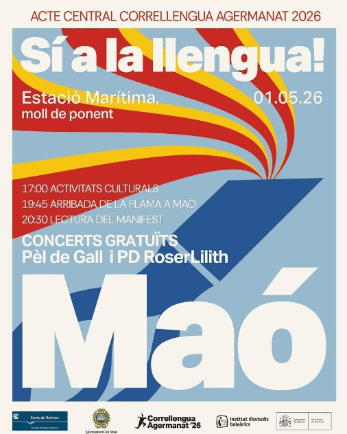 Maó acull l’acte central del Correllengua Agermanat 2026 amb cultura i música en directe