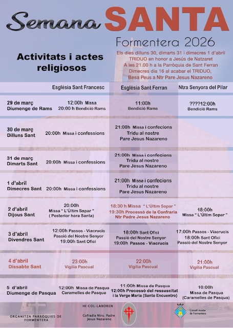 Setmana Santa 2026 a Formentera: tradició i devoció a les parròquies de l’illa