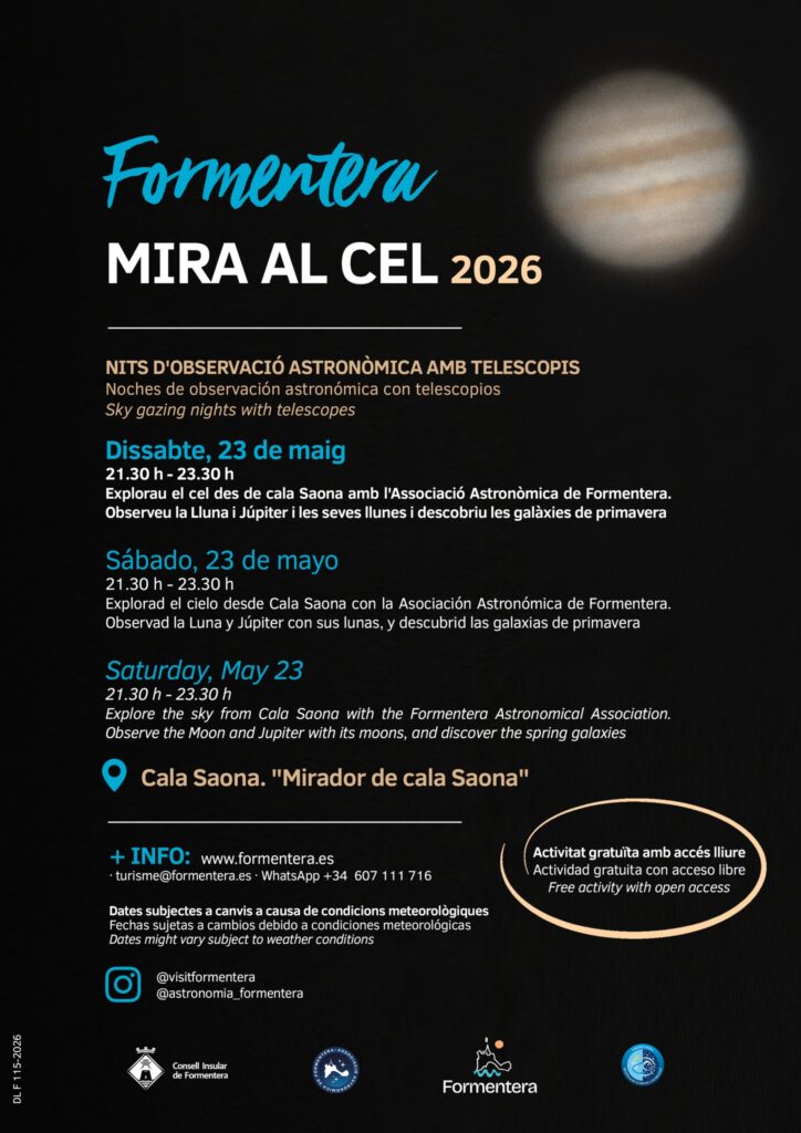 Formentera tornarà a mirar al cel amb una nova nit d’observació astronòmica a Cala Saona