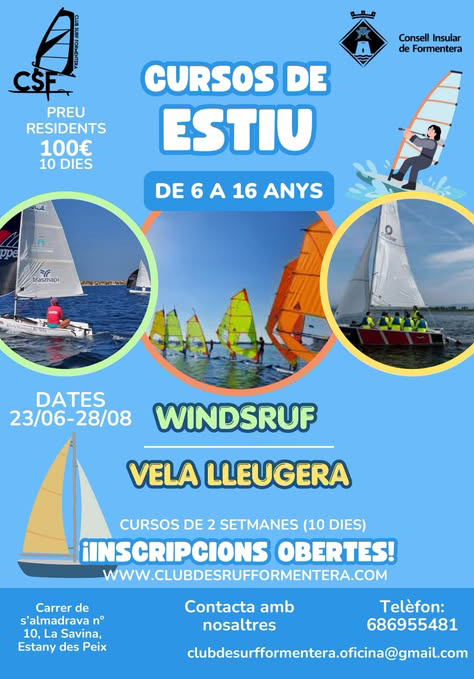 Formentera obre inscripcions per als cursos d’estiu de windsurf i vela lleugera per a infants i joves