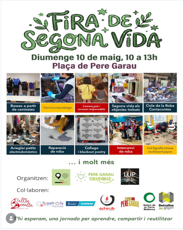 La plaça Pere Garau acull la I Fira Segona Vida amb activitats per reutilitzar, reparar i crear