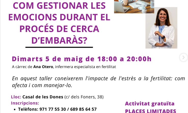 El Casal de les Dones acull un taller sobre la gestió emocional en la cerca d’embaràs