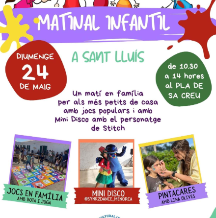 Sant Lluís celebrarà una matinal infantil plena de jocs, música i diversió en família