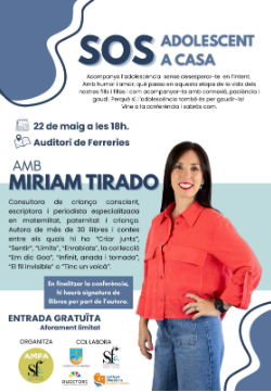 Ferreries acollirà una conferència sobre adolescència i salut emocional amb la psicòloga Miriam Tirado