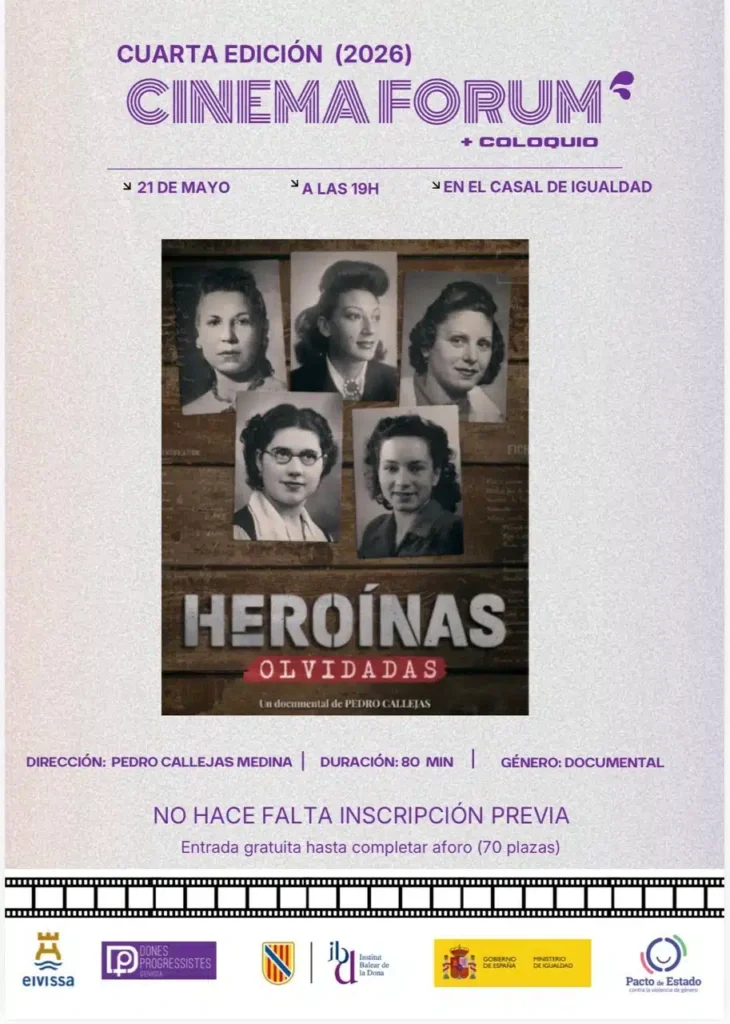 El Casal d’Igualtat d’Eivissa acull una nova sessió del Cinefòrum amb el documental “Heroínas olvidadas”