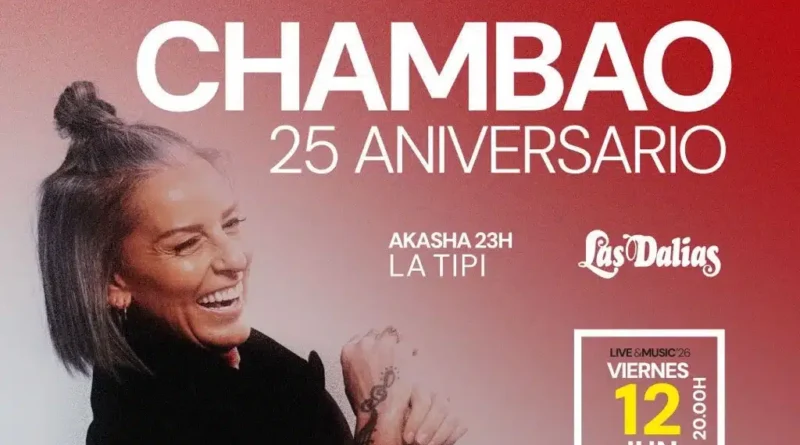 Chambao celebra 25 anys de música amb un concert especial a Las Dalias La banda liderada per La Mari actuarà el 12 de juny al jardí de Las Dalias dins el cicle Las Dalias Live Music. Sant Carles de Peralta, juny de 2026. El grup Chambao tornarà a pujar a l’escenari de Las Dalias Ibiza el pròxim 12 de juny per celebrar el seu 25è aniversari, en una actuació que forma part del cicle Las Dalias Live Music. La formació malaguenya, liderada per La Mari (María del Mar Rodríguez), s’ha convertit en una referència de la música espanyola gràcies a la seva fusió de flamenc, electrònica, chill out i sonoritats mediterrànies. Durant el concert no faltaran alguns dels seus temes més coneguts, com Ahí estás tú, Pokito a poko, Mis ojos o Papeles Mojados. La gira coincideix amb el llançament de «Chambao – 25 Aniversario», un treball commemoratiu que inclou noves versions, col·laboracions i cançons creades com a homenatge als seguidors que han acompanyat el grup al llarg de la seva trajectòria. El concert es desenvoluparà a l’aire lliure, sota les estrelles i en l’ambient característic de Las Dalias, un espai amb el qual Chambao manté una estreta vinculació des de fa anys. FITXA SORTIM 📍 Lloc: Las Dalias Jardí, carretera de Sant Carles km 12, Eivissa 📅 Data: 12 de juny de 2026 🕒 Horari: Obertura de portes a les 20.00 h · Concert a les 21.00 h 🎤 Artista: Chambao 🎟️ Preu: Entrada anticipada 30 € (més despeses de gestió) 🎶 Cicle: Las Dalias Live Music ℹ️ Més informació: Concert especial del 25è aniversari de Chambao amb les cançons més emblemàtiques de la seva trajectòria.