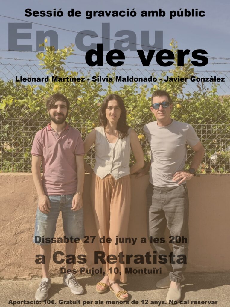 Montuïri acollirà una sessió de gravació oberta al públic amb el projecte poètic i musical “En clau de vers”