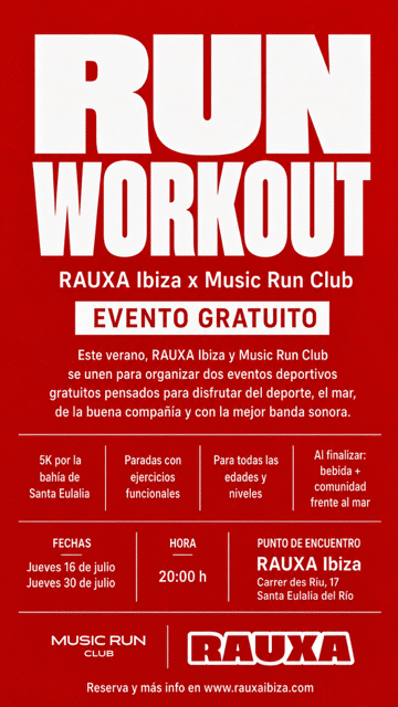 RAUXA Ibiza i Music Run Club organitzen dues sessions gratuïtes de Run Workout a Santa Eulària