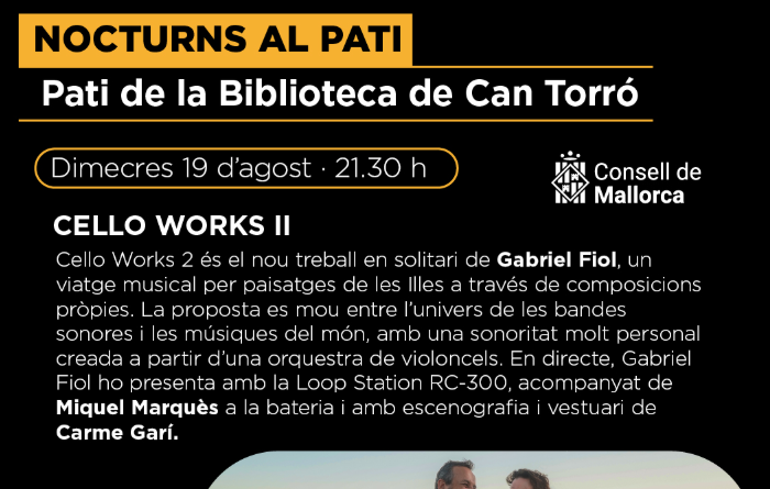 Cello Works II inaugura els Nocturns al Pati de Can Torró