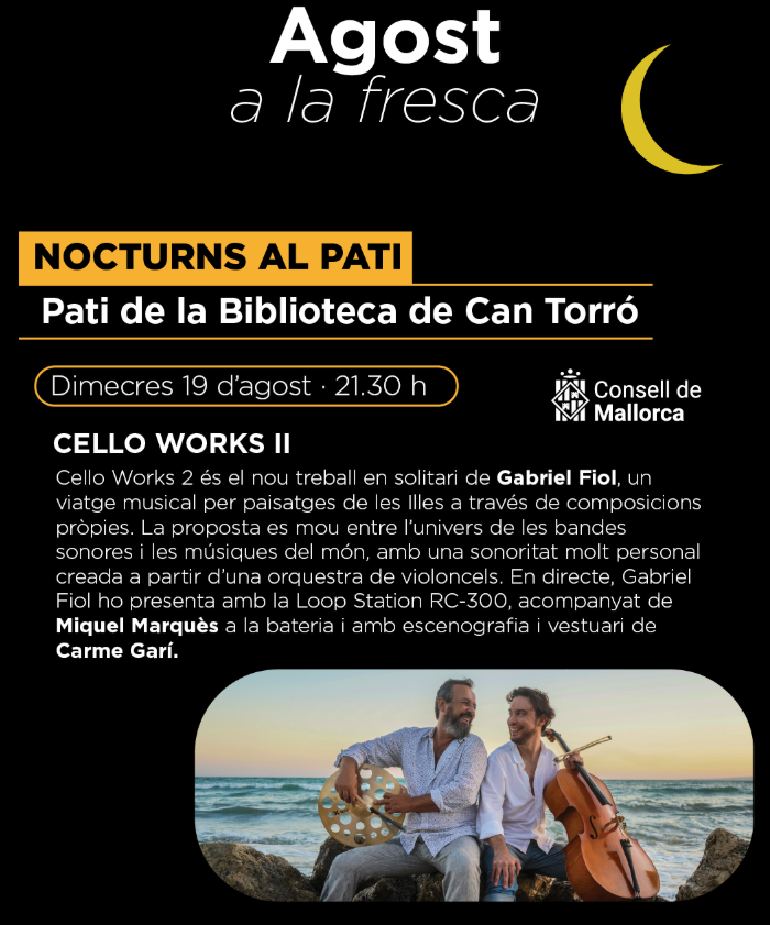 Cello Works II inaugura els Nocturns al Pati de Can Torró