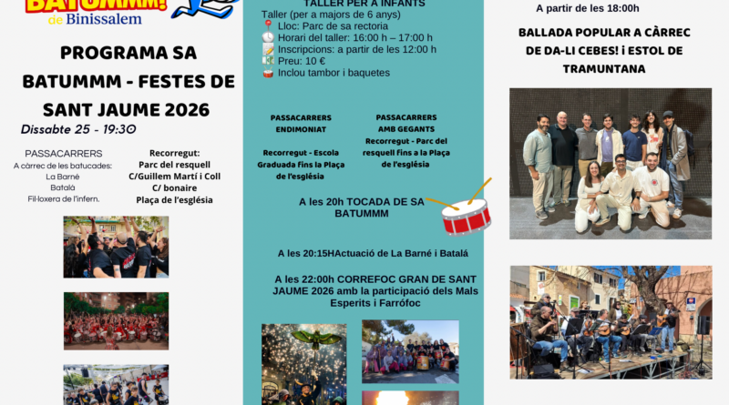 Binissalem reunirà més de 450 percussionistes a la tercera edició de Sa Batummm